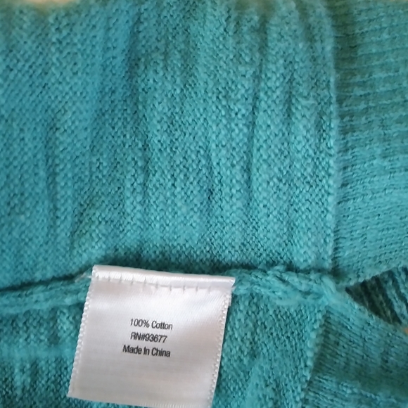 St. John's Bay Turquoise Open Front Cotton Cardigan Size Small - Picture 5 of 5